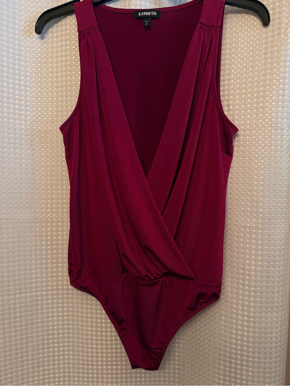 Express Women’s Draped Deep Wine One-Piece Bodysuit